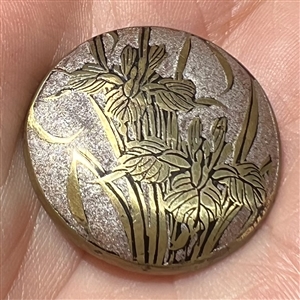 Imitation Satsuma brass button of iris. 