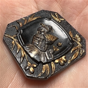 Black glass button of Madame Chrysanthemum 