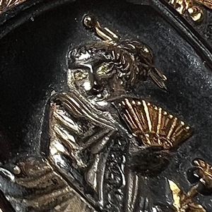 Black glass button of Madame Chrysanthemum 
