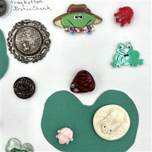 Card of twenty eight frog buttons.