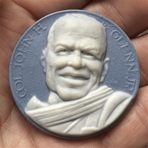 “Col. John H. Glenn Jr.” Jasperware studio button by Marie La Barre Bennett.
