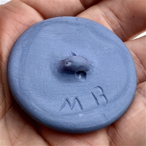 “Col. John H. Glenn Jr.” Jasperware studio button by Marie La Barre Bennett.
