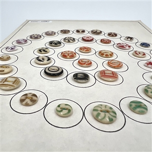 Card of forty two china stencil buttons.