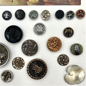 Card of forty plant life buttons.
