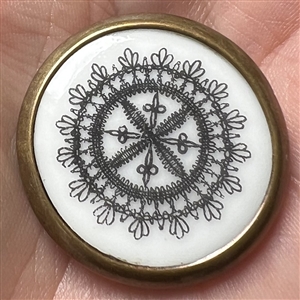 Lacy design ceramic Liverpool transfer button.