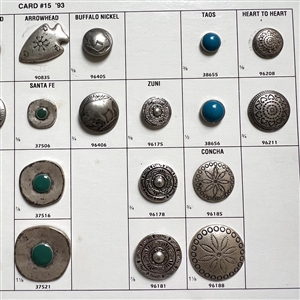 Original card of twenty six Southwest buttons by JHB.