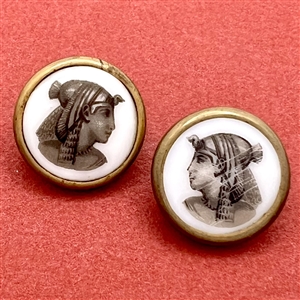 Two Liverpool transfer buttons of Egyptian pharaohs. 