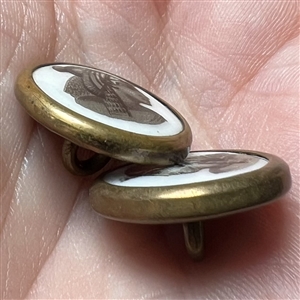 Two Liverpool transfer buttons of Egyptian pharaohs. 