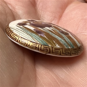 Satsuma button of an Iris bloom.