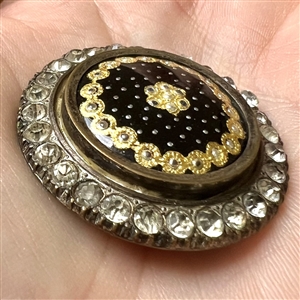 Exquisite 19th c. button with gold paillons on cobalt enamel.