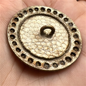 Exquisite 19th c. button with gold paillons on cobalt enamel.
