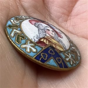 A 19th c. Painted enamel button of the Duchess of Devonshire.