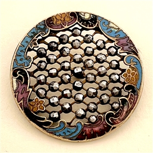 19th c. Enamel button with champlevé border and steels.