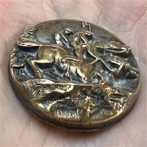 “Horse Race” brass button.