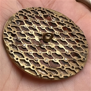 19th c. Enamel button with champlevé border and steels.