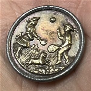 “A Game of Bat and Ball” brass button.