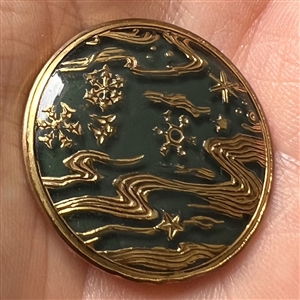 Blue green glass button of a sea design