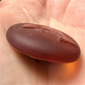 Amber glass button of a dolphin.