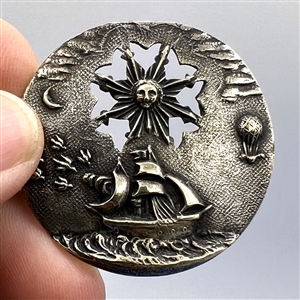 SCARCE Large “Caravel” silvered brass button.