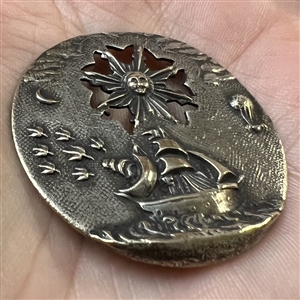 SCARCE Large “Caravel” silvered brass button.