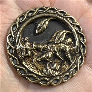 Large “Hop O’ My Thumb” brass button.