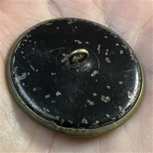 Large “Gnomes Carrying Lilies of the Valley” brass button.