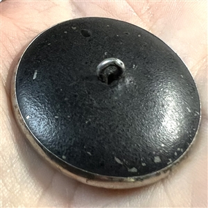 Large “Red Riding Hood and the Wolf” brass in metal button.