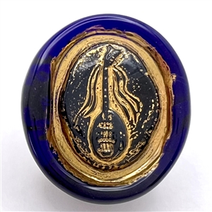 Bimini cobalt blue glass button of a mandolin.