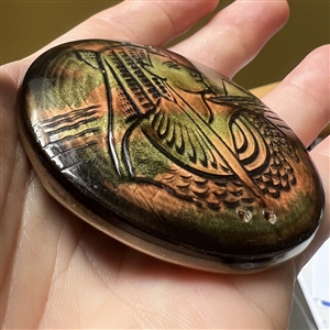 HUGE Vintage celluloid tight top trim button of Cleopatra.