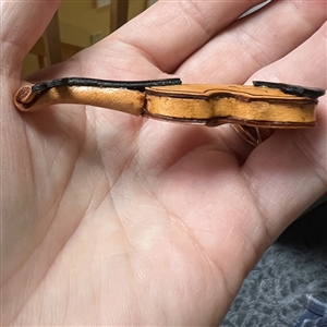 Large realistic violin leather button.