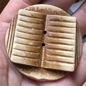 Extra large casein button of an open book.
