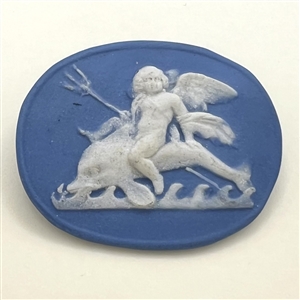 “Water Sign” Jasperware studio button by Marie La Barre-Bennett.