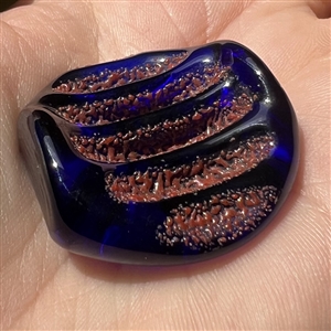 Unusual large cobalt blue Bimini glass button