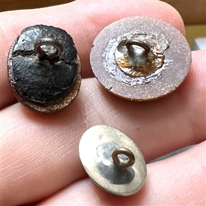 Three Italian micro mosaic buttons of flowers.