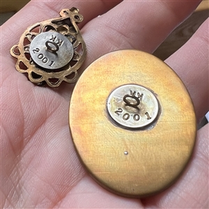 Two Egyptian theme studio buttons by Kevin Kinne.