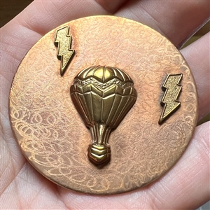Kevin Kinne hot air balloon with lightning studio button.