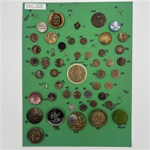 Card of forty six Asian themed buttons.