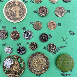 Card of forty six Asian themed buttons.