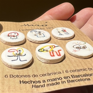 Set of six ceramic buttons inspired by Joan Miro.