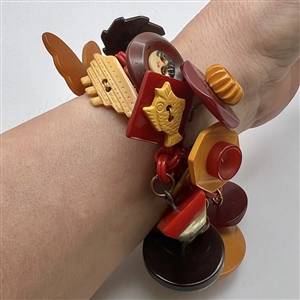 Bracelet of mostly Vintage Bakelite Buttons. 