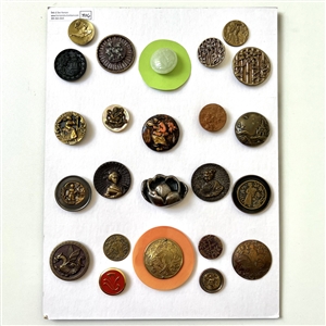 Card of 24 Asian themed buttons.