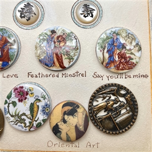 Card of 23 Asian themed buttons.