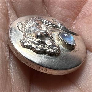 “Mermaid with Moonstone” sterling silver button.