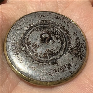 Victorian copper flowers in silvered brass button.