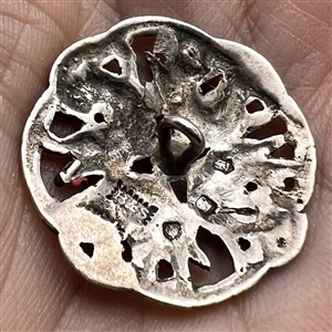 Hallmarked silver button with four snakes.