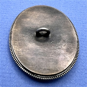 Cameo carved natural material set in silver button.