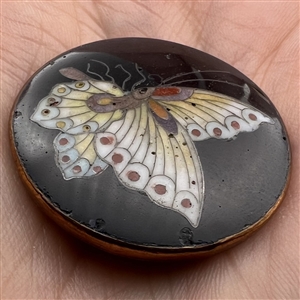 Scarce Cloisonné enamel butterfly button.