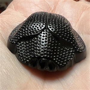 VERY RARE extra large sculptural black glass realistic scarab button.