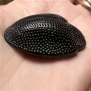 VERY RARE extra large sculptural black glass realistic scarab button.