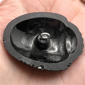VERY RARE extra large sculptural black glass realistic scarab button.
